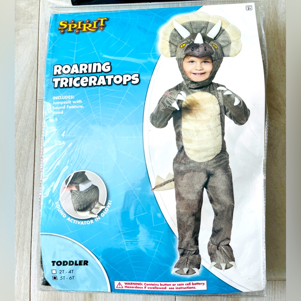 Spirit Roaring Triceratops Costume Jumpsuit Size 5T-6T